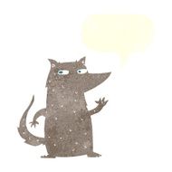 cartoon wolf waving with speech bubble N6