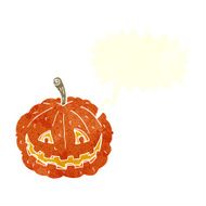 cartoon grinning pumpkin with speech bubble N10
