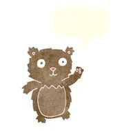 cartoon waving teddy bear with speech bubble N29