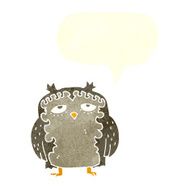 cartoon wise old owl with speech bubble N10