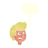 cartoon happy boy face with speech bubble N48