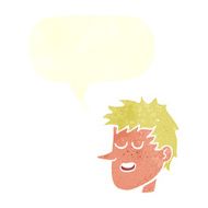 cartoon happy boy face with speech bubble N49