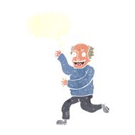 cartoon evil old man with speech bubble N20