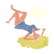 cartoon woman lying on floor with speech bubble N20