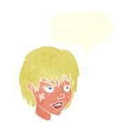 cartoon woman with plaster on face speech bubble N20