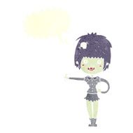cartoon vampire girl giving thumbs up sign with speech bubble N19