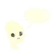 cartoon spooky vampire skull with speech bubble N10