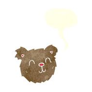 cartoon happy teddy bear face with speech bubble