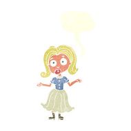 cartoon confused girl with speech bubble N10