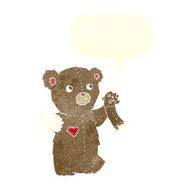 cartoon teddy bear with torn arm speech bubble N2