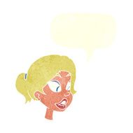 cartoon friendly woman with speech bubble N70