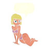 cartoon sexy woman in underwear with speech bubble N20