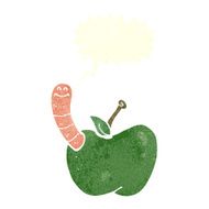 cartoon apple with worm speech bubble N48