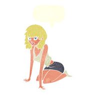 cartoon woman pulling sexy pose with speech bubble