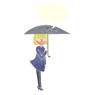 cartoon woman with umbrella speech bubble N10