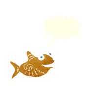 cartoon happy fish with speech bubble N23
