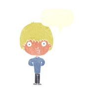 cartoon whistling boy with speech bubble N10