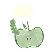 cartoon apple with bug speech bubble N29