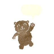 cartoon waving teddy bear with speech bubble N30
