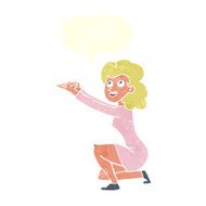 cartoon woman presentation gesture with speech bubble N10