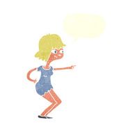 cartoon girl pointing with speech bubble N26