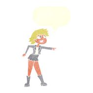 cartoon woman pointing with speech bubble N215