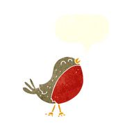 cartoon christmas robin with speech bubble N7
