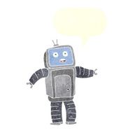 cartoon funny robot with speech bubble N78