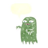 cartoon gross slime ghost with speech bubble N6