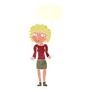 cartoon woman shrugging shoulders with speech bubble N497