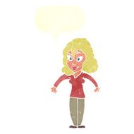 cartoon woman shrugging shoulders with speech bubble N498