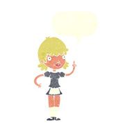 cartoon maid with speech bubble N40