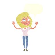 cartoon woman giving up with speech bubble N10