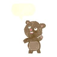 cartoon cute waving teddy bear with speech bubble N2