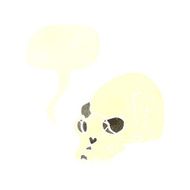 cartoon spooky skull with speech bubble N151