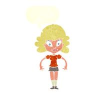 cartoon pretty woman with speech bubble N277