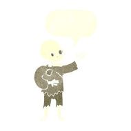 cartoon skeleton waving with speech bubble N10