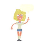 cartoon tough woman with idea speech bubble N10