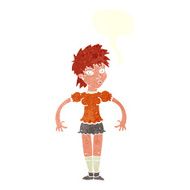 cartoon curious woman with speech bubble N59