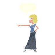 cartoon woman pointing finger with speech bubble N10