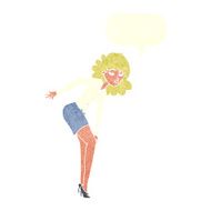 cartoon annoyed woman rubbing knee with speech bubble N10
