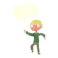 cartoon boy pointing with speech bubble N30