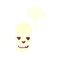 cartoon skull with love heart eyes speech bubble N2