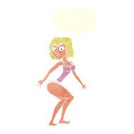 cartoon woman in lingerie with speech bubble N49
