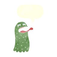 cartoon funny ghost with speech bubble N16