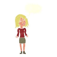 cartoon woman shrugging shoulders with speech bubble N499
