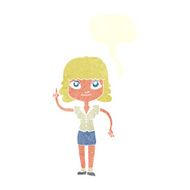 cartoon woman with idea speech bubble N249