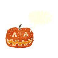 cartoon pumpkin with speech bubble N18