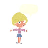 cartoon woman with open arms speech bubble N100