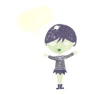 cartoon waving vampire girl with speech bubble N19